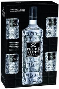 Vodka Three Sixty 3 l 37,5% + 4 skla